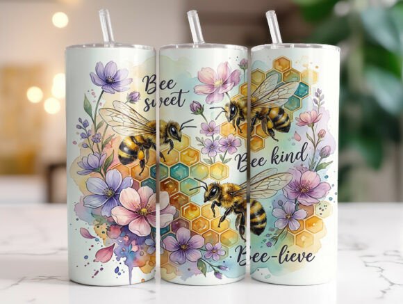 Bee Inspirational Quote Floral Tumbler