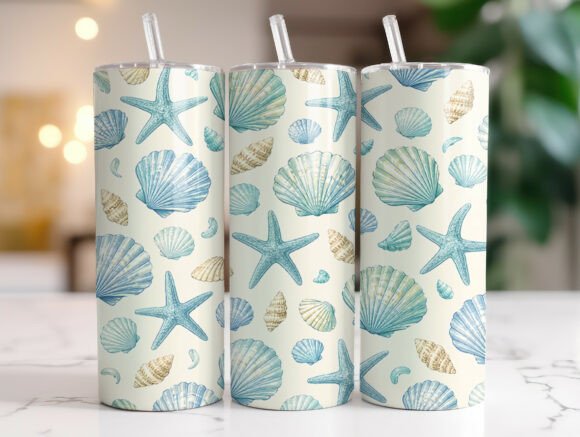 Blue Seashell Starfish Coastal Tumbler Review