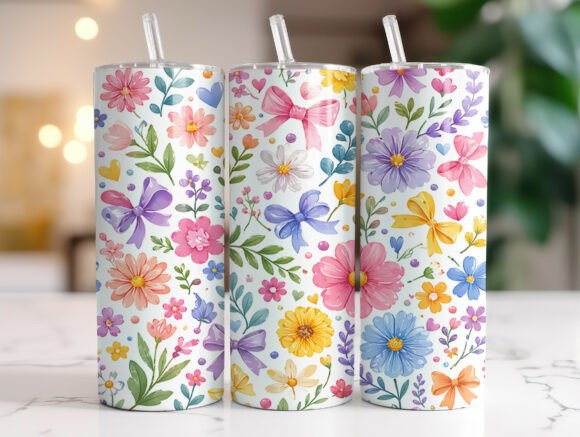 Coquette Bow Flowers Pattern Tumbler PNG Review