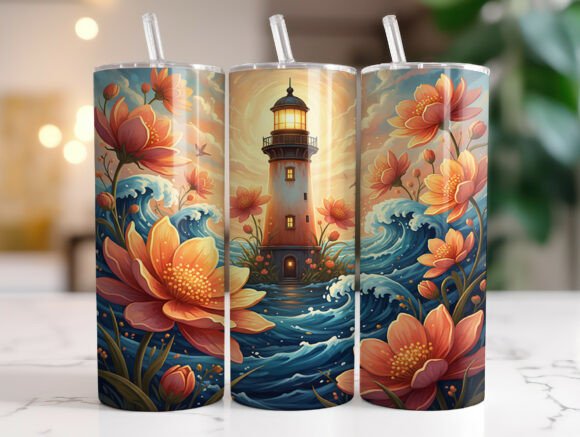 Floral Lighthouse Tumbler Wrap Design Review