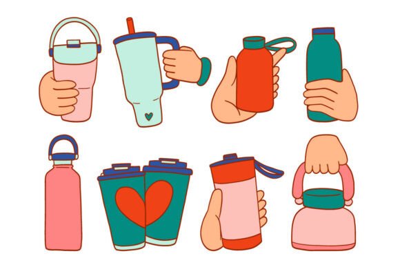 Hand Drawn Water Bottle Tumbler Set Pack Review