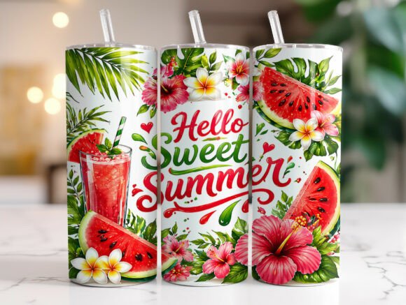 Hello Sweet Summer Tropical Tumbler Wrap