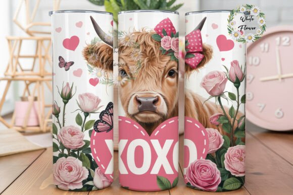 Highland Cow Valentines Floral Tumbler Review