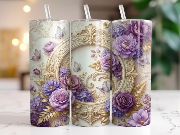 Luxury Purple Floral Butterfly Tumbler Design Review