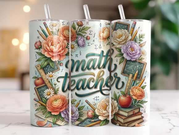 Math Teacher Floral Tumbler Wrap Design Review