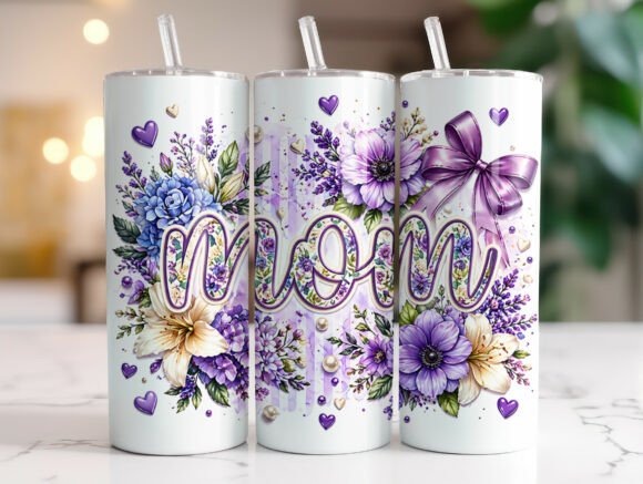 Mom Purple Flowers Tumbler Wrap Design Review