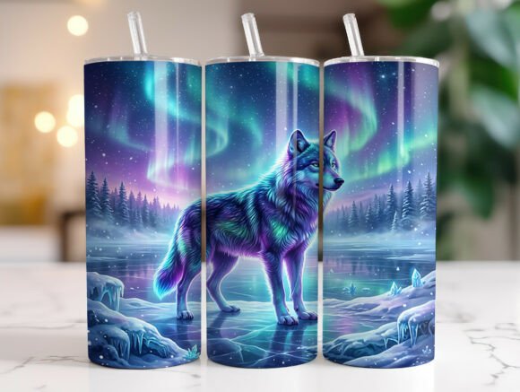 Northern Lights Wolf Tumbler Wrap Design Review