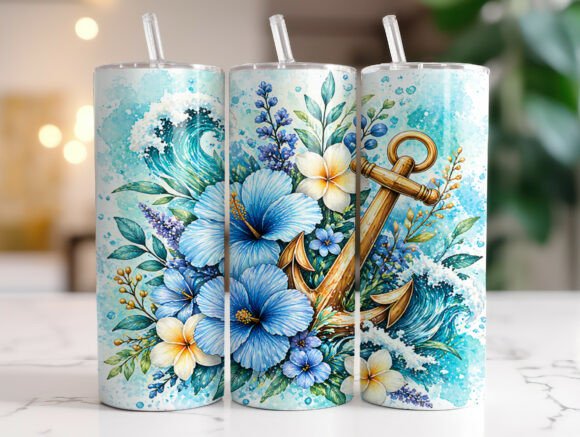 Ocean Anchor Blue Floral Coastal Tumbler Review