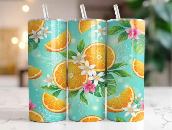 Orange Citrus Blossom Floral Tumbler PNG Review
