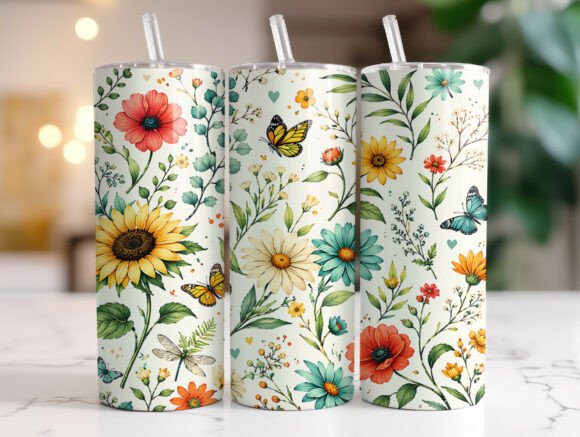 Spring Floral Butterfly Tumbler Wrap Design Review