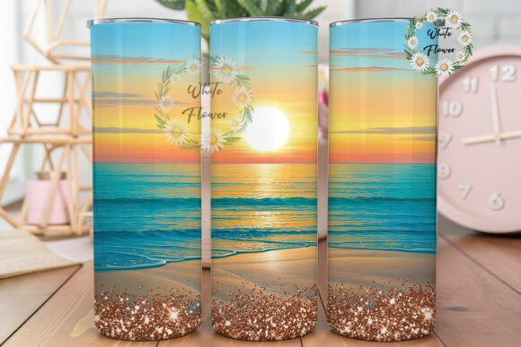 Sunset Beach Glitter Tumbler Wrap Review