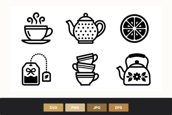 Tea Cup Teapot and Lemon Slice Icons Review