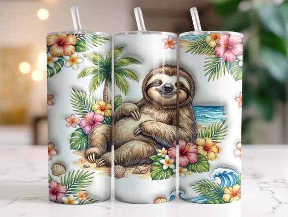 Tropical Sloth Beach Floral 20oz Tumbler Design Review