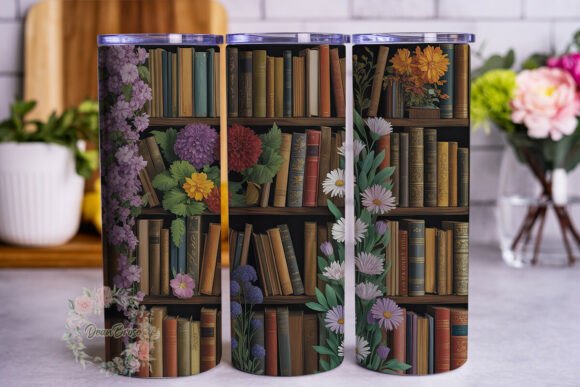Vintage Bookshelf Floral 20oz Tumbler Design Review