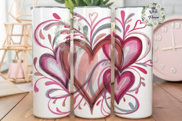 Watercolor Hearts Tendrils Tumbler Wrap Design Review