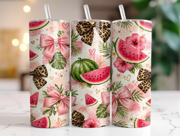 Watermelon Bow Leopard Tropical Tumbler Review